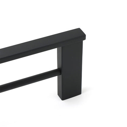 Matt Black Cubic Square 600mm Double Towel Rail Rack Hanger Holder Bar Wall Kit.