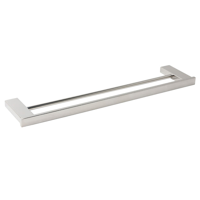 Bathroom Polish Chrome Square Towel Rail Rack 600mm Double Hanger Holder Bar.