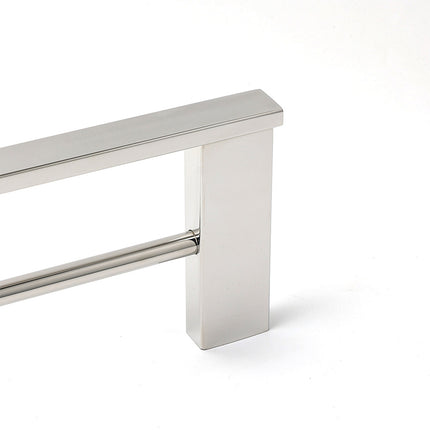 Bathroom Polish Chrome Square Towel Rail Rack 600mm Double Hanger Holder Bar.