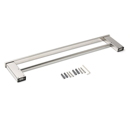 Bathroom Polish Chrome Square Towel Rail Rack 600mm Double Hanger Holder Bar.