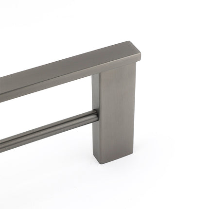 Gun Metal Grey Square Strong Towel Rail Rack 600mm Double Hanger Holder Bar Kit.