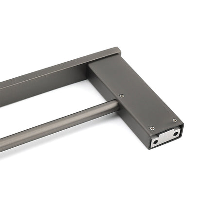 Gun Metal Grey Square Strong Towel Rail Rack 600mm Double Hanger Holder Bar Kit.