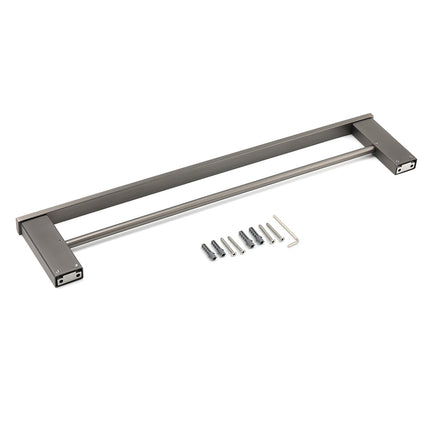 Gun Metal Grey Square Strong Towel Rail Rack 600mm Double Hanger Holder Bar Kit.