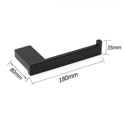 Matt Black Square Cubic Toilet Paper Roll Tissue Roll Holder Rack Wall Hook Kit.