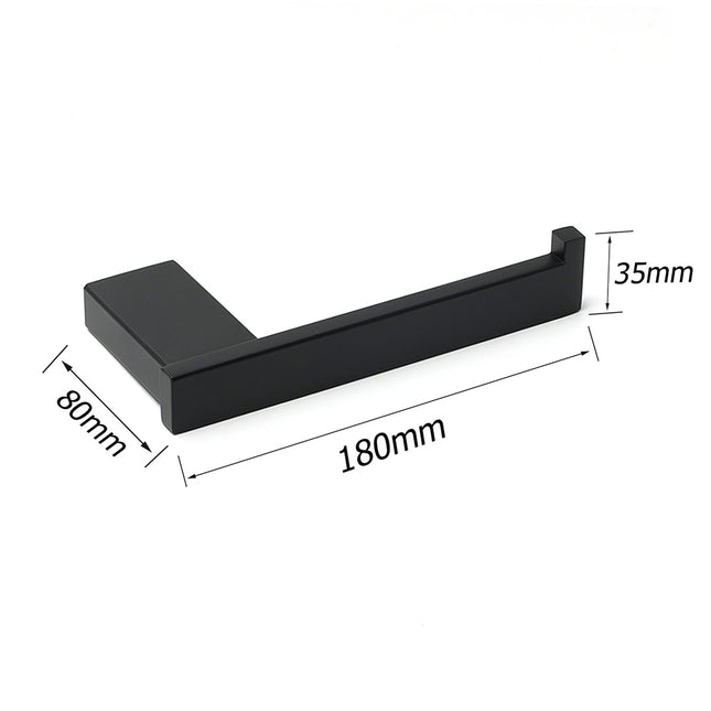 Matt Black Square Cubic Toilet Paper Roll Tissue Roll Holder Rack Wall Hook Kit.