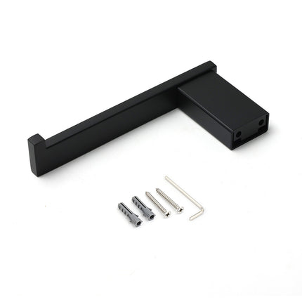 Matt Black Square Cubic Toilet Paper Roll Tissue Roll Holder Rack Wall Hook Kit.