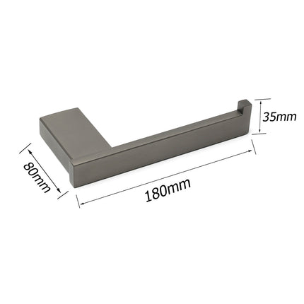 Gun Metal Square Toilet Paper Roll Tissue Roll Holder Hook Rack Wall Mounted Set.