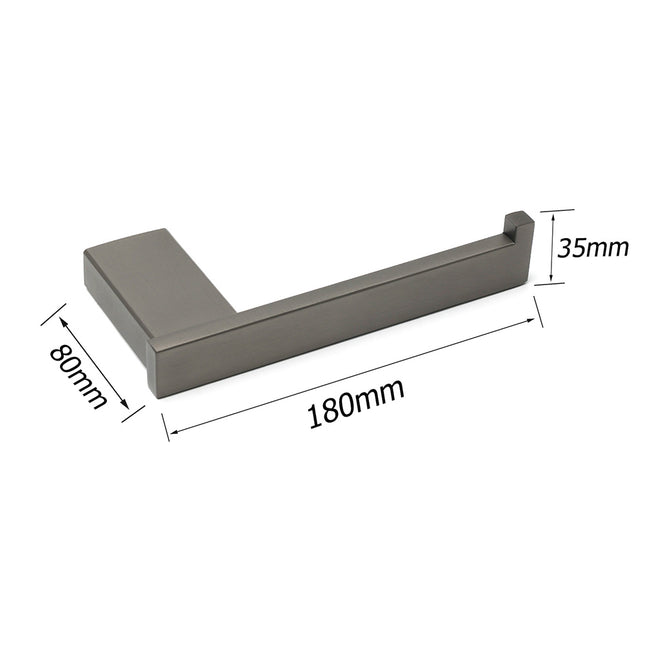 Gun Metal Square Toilet Paper Roll Tissue Roll Holder Hook Rack Wall Mounted Set.