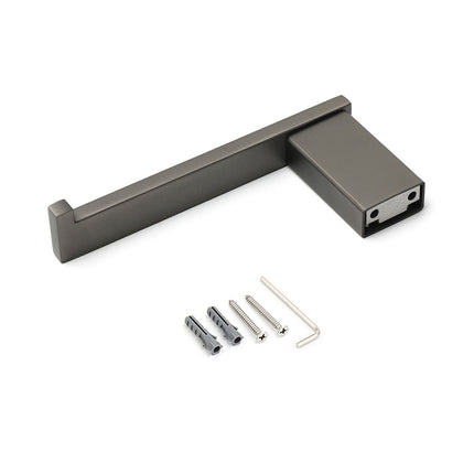 Gun Metal Square Toilet Paper Roll Tissue Roll Holder Hook Rack Wall Mounted Set.