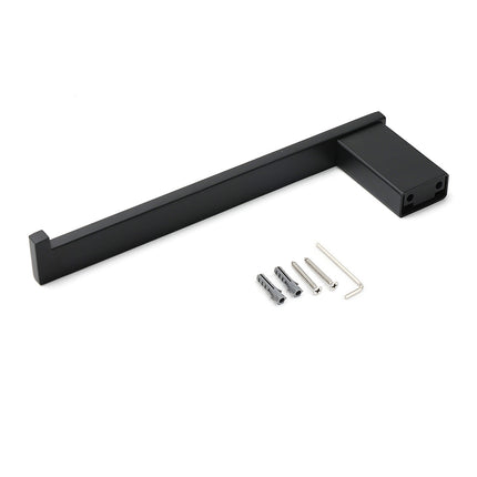 Bathroom Matt Black Stainless Steel Square Towel Rack Clothes Wall Mount Holder.
