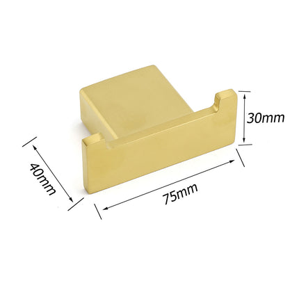 Brushed Gold Square Robe Hook Clothes Towel Towel Hanger Holder Wall Mounted Kit.