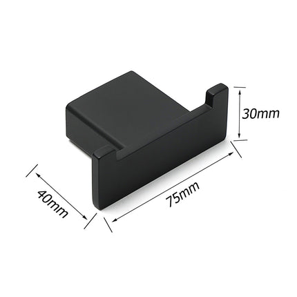Matt Black Square Robe Hook Clothes Towel Holder Bathroom Wall Hanger Accessory.