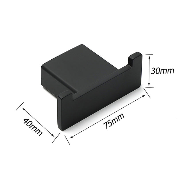 Matt Black Square Robe Hook Clothes Towel Holder Bathroom Wall Hanger Accessory.
