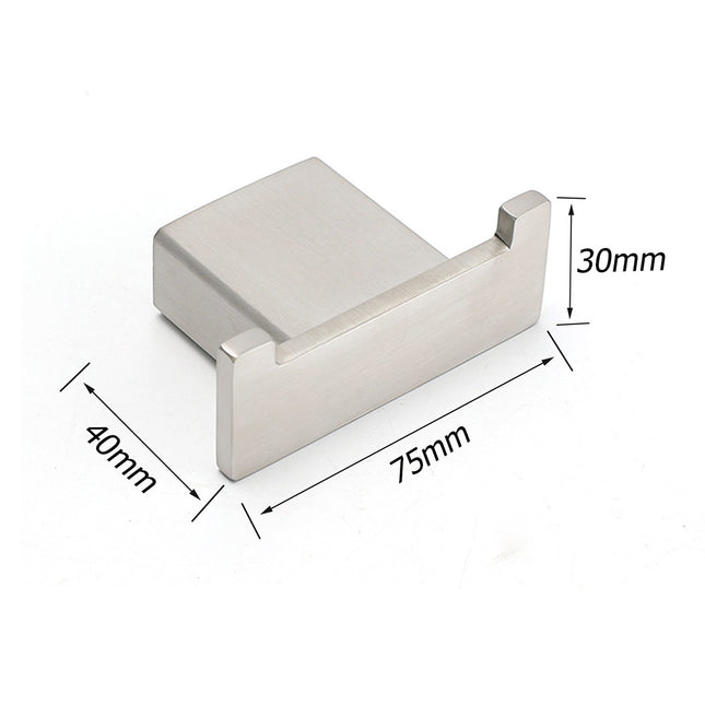 Brushed Nickel SUS Square Robe Hook Clothes Towel Holder Hanger Wall Mounted Kit.