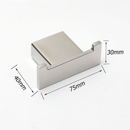 Chrome Square Robe Hook Clothes Towel Holder Bathroom Wall Mounted Hanger Kit.