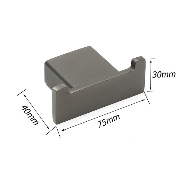 Gun Metal Square Robe Hook Clothes Towel Rack Holder Wall Mounted Double Hanger.