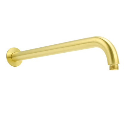 PVD Brushed Gold 12" Shower Rain Head 355mm Straight Wall Mount Arm Bathroom Set.