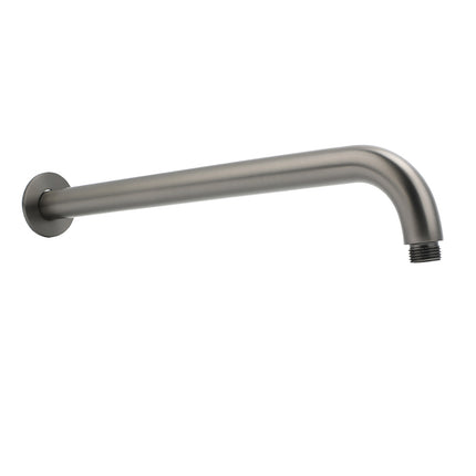 WELS Gun Metal Round 12" Rain Shower Head 400mm Straight Wall Mounted Arm Bath Set.