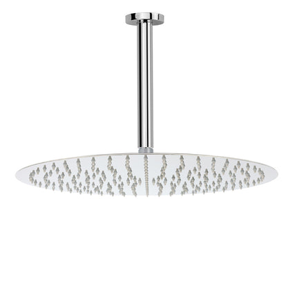 WELS Chrome Large 16" Round Rain Shower Head 300mm Ceiling Dropper Extension Arm Set.