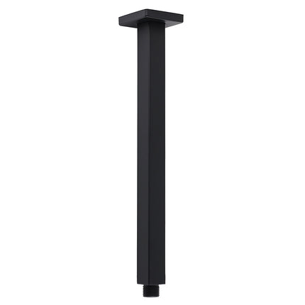 Matt Black 16" Large Rainfall Shower Head 300mm Ceiling Dropper Arm Square Mixer Taps.