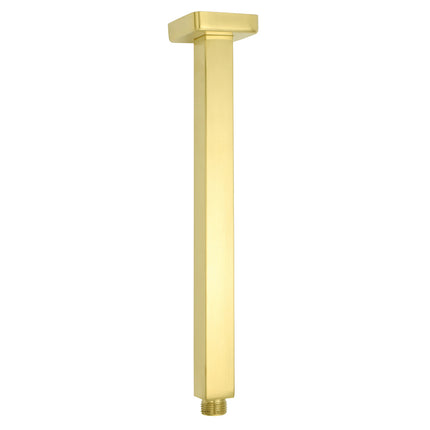 Brushed Gold Square 10" Rainfall Shower Head 30cm Ceiling Dropper Extension Arm Set.