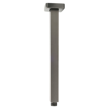 Gun Metal Square 10" Rainfall Shower Head 300mm Ceiling Dropper Arm Bath Set WELS.