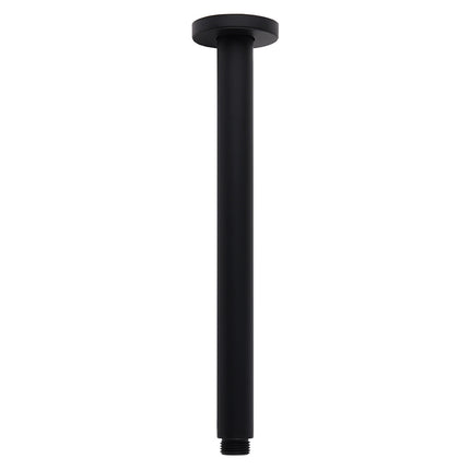 Matt Black Round 16" Extra Large Rain Shower Head 300mm Ceiling Dropper Arm Set.
