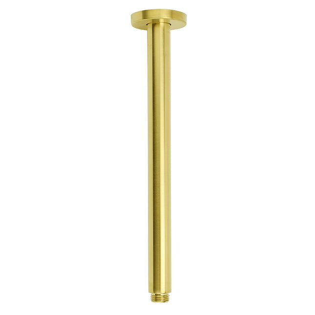 Brushed Gold Round 30cm Brass Shower Ceiling Extension Dropper Arm Bathroom Component.