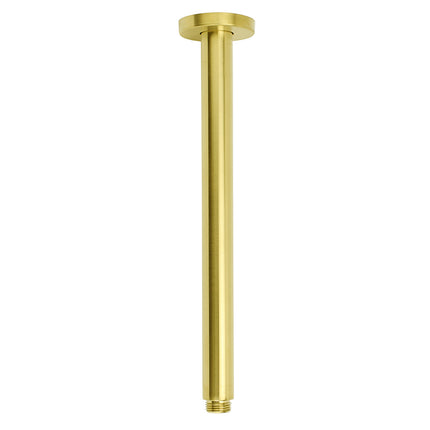 Brushed Gold 8" Round Thin Shower Rain Head 300mm Ceiling Dropper Arm Bath Set.