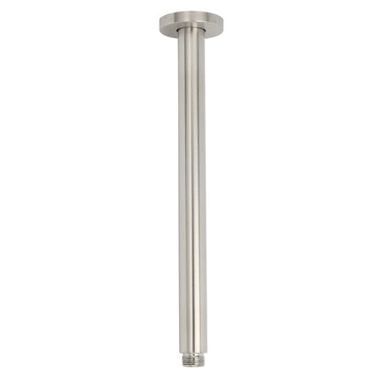 Brushed Nickel Round 12" Shower Rain Head + 300mm Brass Ceiling Dropper Arm Set.