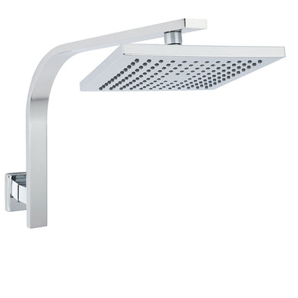 WELS ABS 200mm Square Rain Shower Head & Brass Gooseneck Wall Arm Set WATERMARK.