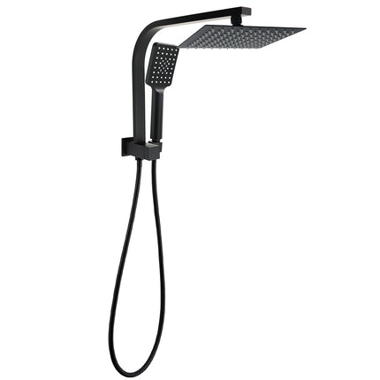 Matt Black 8" SUS Shower Head 3 Modes Handheld Gooseneck Arm Square 2in1 Set.