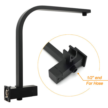 Matt Black 8" SUS Shower Head 3 Modes Handheld Gooseneck Arm Square 2in1 Set.