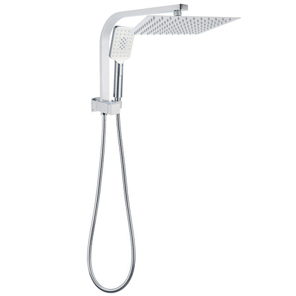 WELS Dual 10" Square Rain Shower Head Handheld Spray Diverter Wall Arm Set.