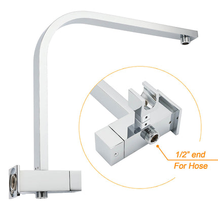 WELS Square Extra Large 16" Shower Head 3 Mode Handheld Diverter Wall Arm 2in1 Set + Taps.