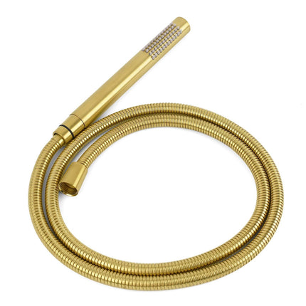WELS Brushed Gold Round Dual Shower Head Set Single Mode Handheld Gooseneck Arm Wall Mixer.