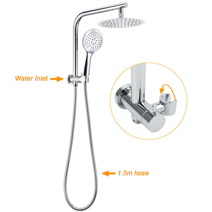 WELS Twin Shower Set 8" Rain Head 3 Modes Handheld Switch Diverter Gooseneck Wall Arm.
