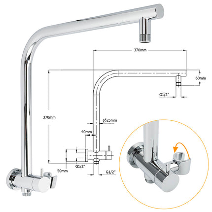 WELS Twin Shower Set 8" Rain Head 3 Modes Handheld Switch Diverter Gooseneck Wall Arm.