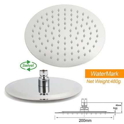 WELS Twin Shower Set 8" Rain Head 3 Modes Handheld Switch Diverter Gooseneck Wall Arm.