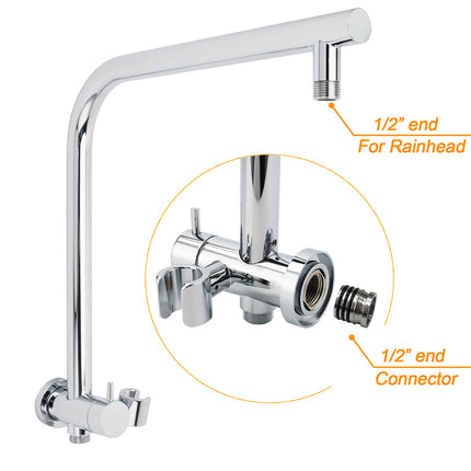 WELS Twin Shower Set 8" Rain Head 3 Modes Handheld Switch Diverter Gooseneck Wall Arm.