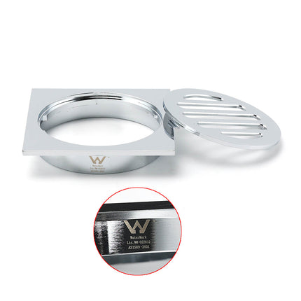 Watermark Stainless Steel 85x85mm Small Square Shower Grate Floor Drain 72mm Outlet.