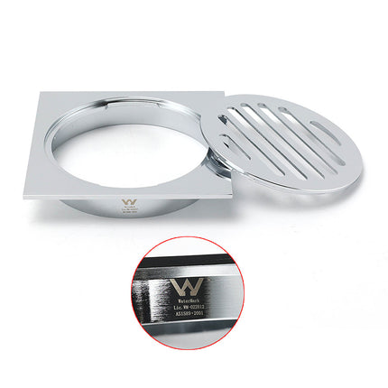 Chrome Stainless Steel 110mm Small Square Shower Grate Floor Drain 95mm Outlet.