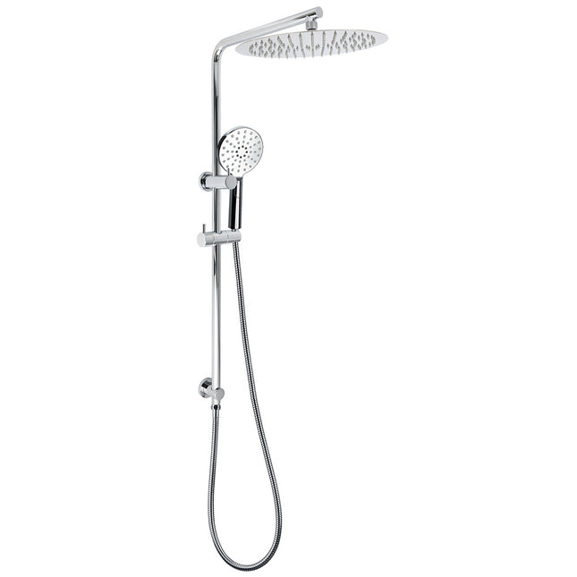 WELS Twin Shower Set Large Round 12" Rainfall Head 3 Modes Handheld Silde Rail.