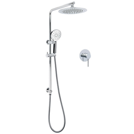 WELS Chrome 9" Rain Shower Head 3 Modes Handheld Rose Slide Rail Set Diverter Mixer.