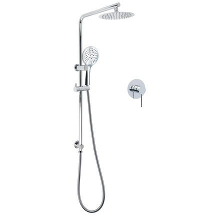 WELS Chrome Double Square 8" Shower Head Set 3 Function Handheld Rail Arm Mixer.