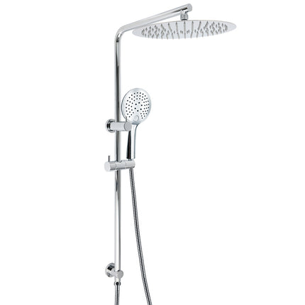 WELS Double Round Shower Head Handheld Sliding Rail Arm Chrome 12" Rainfall Set.