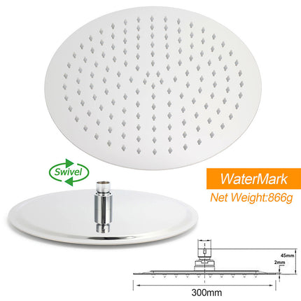 WELS Double Round Shower Head Handheld Sliding Rail Arm Chrome 12" Rainfall Set.