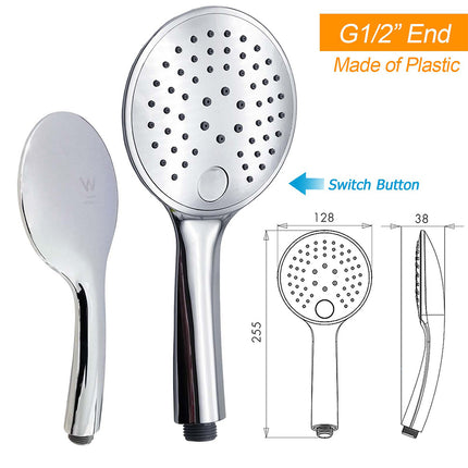 WELS Double Round Shower Head Handheld Sliding Rail Arm Chrome 12" Rainfall Set.