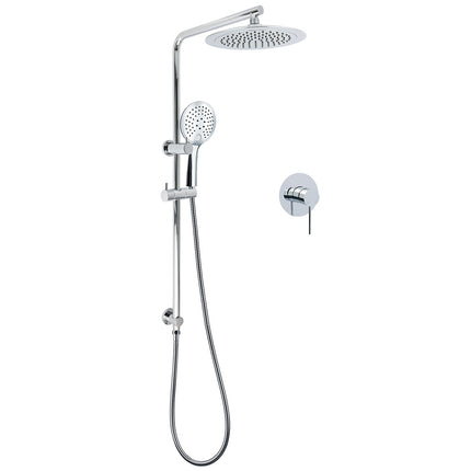 Chrome 9" Plastic Rain Shower Head 3 Modes Handheld Rose Slide Rail Diverter Mixer Set.