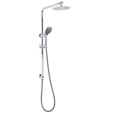 WELS Chrome Dual 8" Slim Rain Shower 5 Modes Rose Mixer Valve Sliding Rail Set.